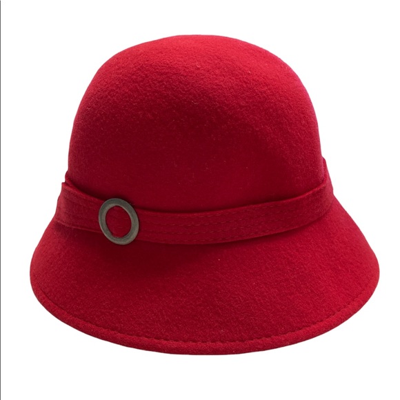 100% Wool Red Womens Hat - Picture 2 of 6